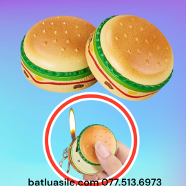 BẬT LỬA MÓC KHÓA HÌNH BÁNH HAMBRGER - XÀI GA - CÓ HỘP