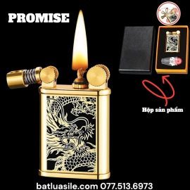 BẬT LỬA  XĂNG ĐÁ PROMISE HỌA TIẾT HÌNH RỒNG - FULLBOX - XÀI XĂNG