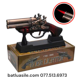 BẬT LỬA KHÒ HÌNH SÚNG CỔ ĐIỂN SIZE 18CM - CÓ GIÁ ĐỠ TRƯNG BÀY - XÀI GA - FULL BOX