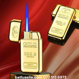 BẬT LỬA KHÒ HÌNH THỎI VÀNG 999.9 KIM LOẠI - XÀI GA
