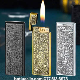BẬT LỬA GAS ĐÁ PROMISE PR133 SIÊU MỎNG HÌNH CÂY THÁNH GIÁ TRỪ TÀ CONSTANTINE - XÀI GA