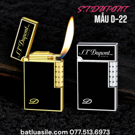 BẬT LỬA GAS ĐÁ DUPONT ĐEN TRƠN HÌNH CHỮ D MẪU D-22 - XÀI GA