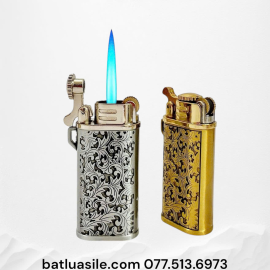 BẬT LỬA KHÒ CHIEF HOA VĂN GAS ĐÁ RÃNH TAY KIM LOẠI - XÀI GAS