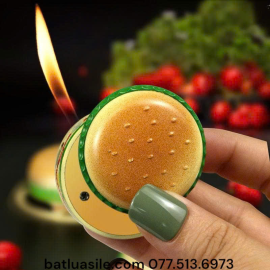 BẬT LỬA MÓC KHÓA HÌNH BÁNH HAMBRGER - XÀI GA - CÓ HỘP